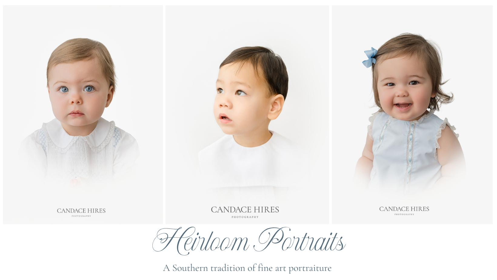 image of three separate children who have had their southern heirloom bust portraits done by candace hires photography in st simons island ga