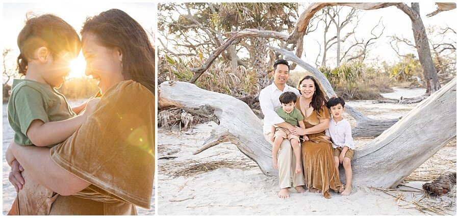 sunset session on Driftwood beach | candace hires photography | family photographers in jekyll island