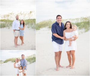 three adult siblings from an extended photo session on sea island beach are photographed with their significant others