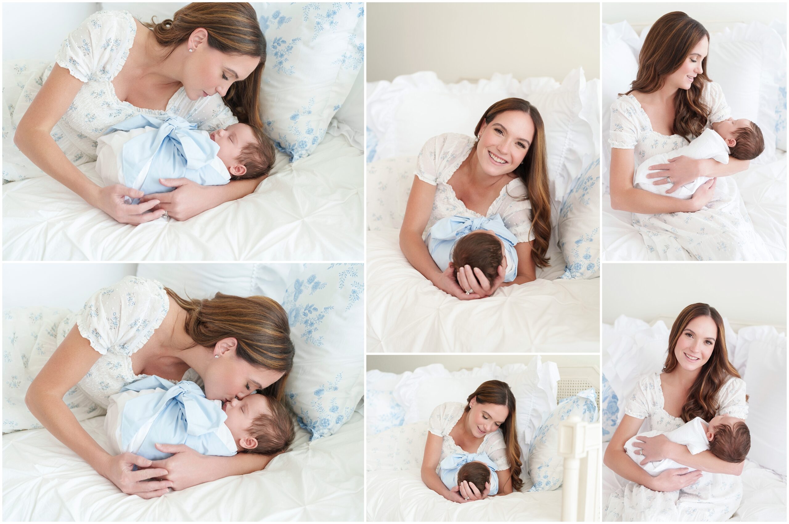 mother photographed with baby wearing grandmillenail style newborn outfit