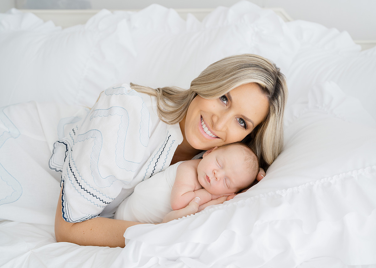 Classic newborn portrait with traditional clothing, St. Simons Island lifestyle newborn photography